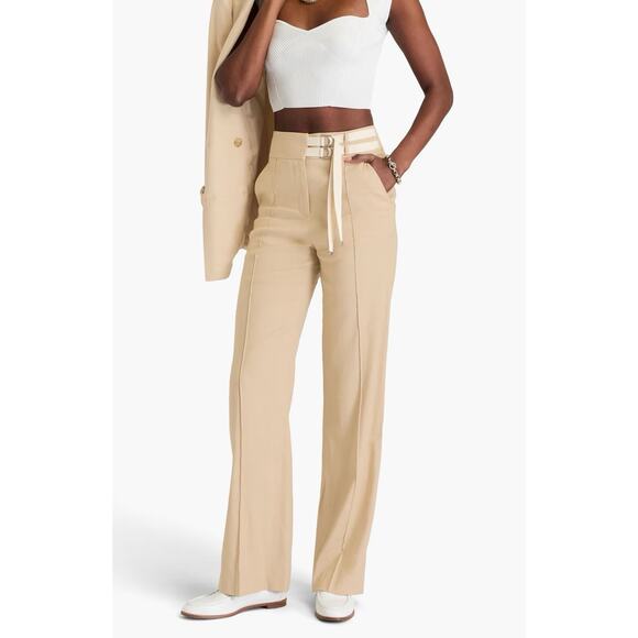 Veronica Beard Pants - Veronica Beard Cruz Linen Blend Straight Leg Pants With Belt Womens Size 12